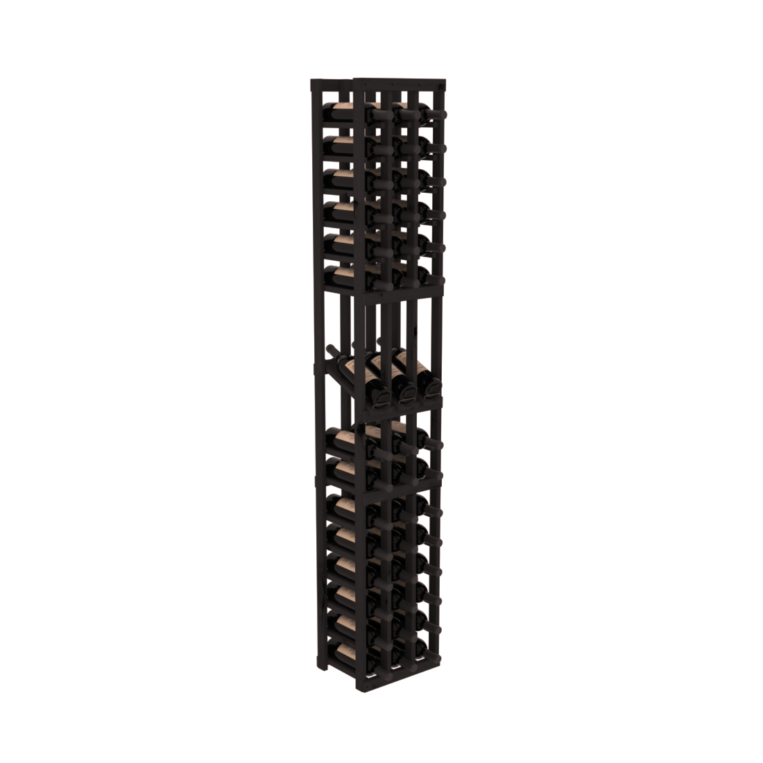 InstaCellar - 3 Column Display Row Rack in Knotty Alder Black stained without WineSafe™ Satin Sealant