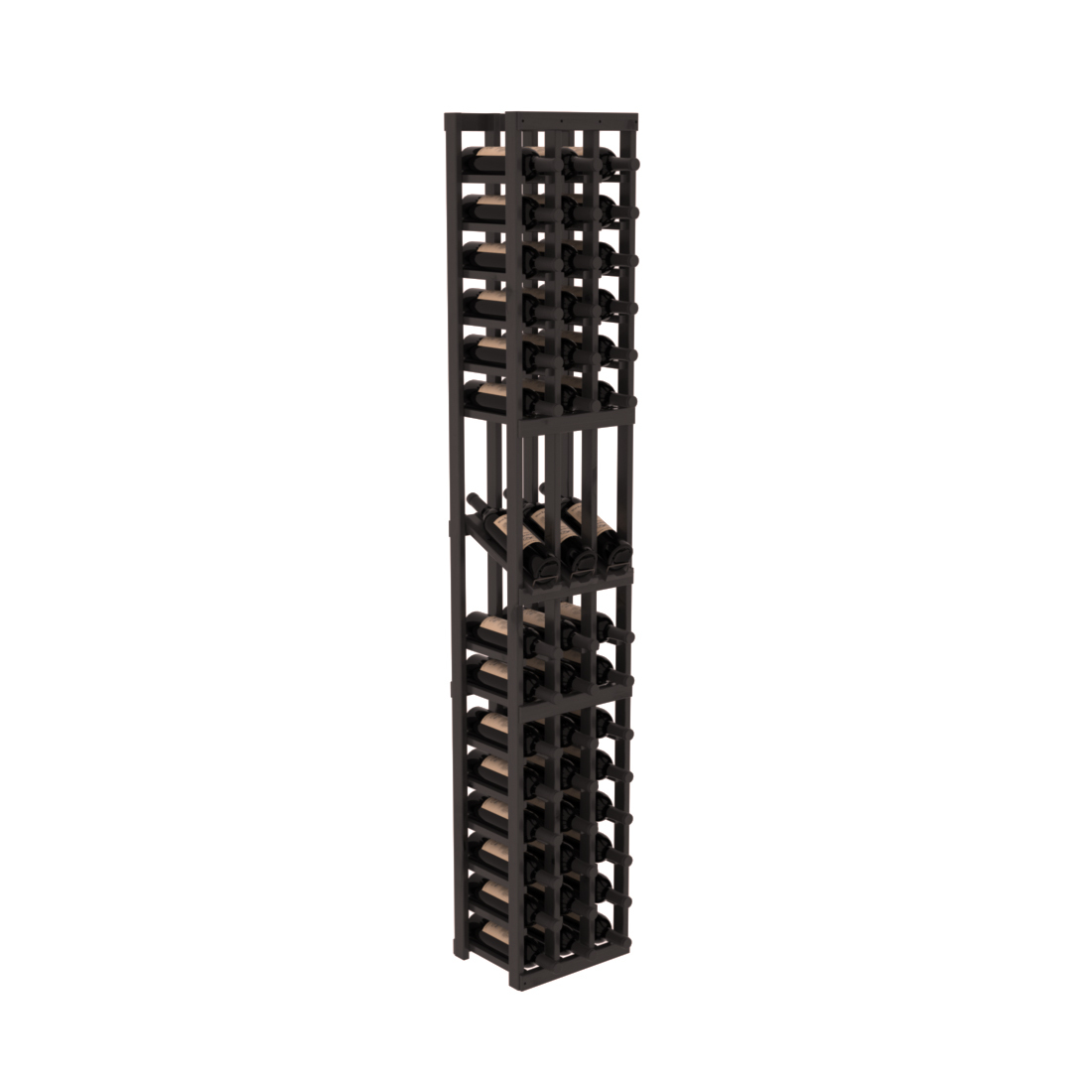 InstaCellar - 3 Column Display Row Rack in Knotty Alder Black stained with WineSafe™ Satin Sealant