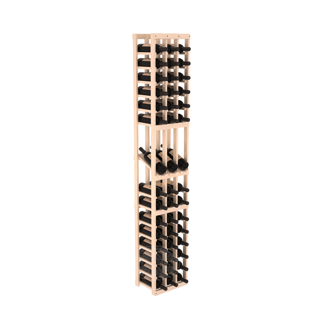 InstaCellar - 3 Column Display Row Rack in Ponderosa Pine Unstained with WineSafe™ Satin Sealant