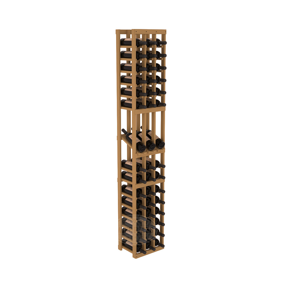 InstaCellar - 3 Column Display Row Rack in Ponderosa Pine Oak stained without WineSafe™ Satin Sealant