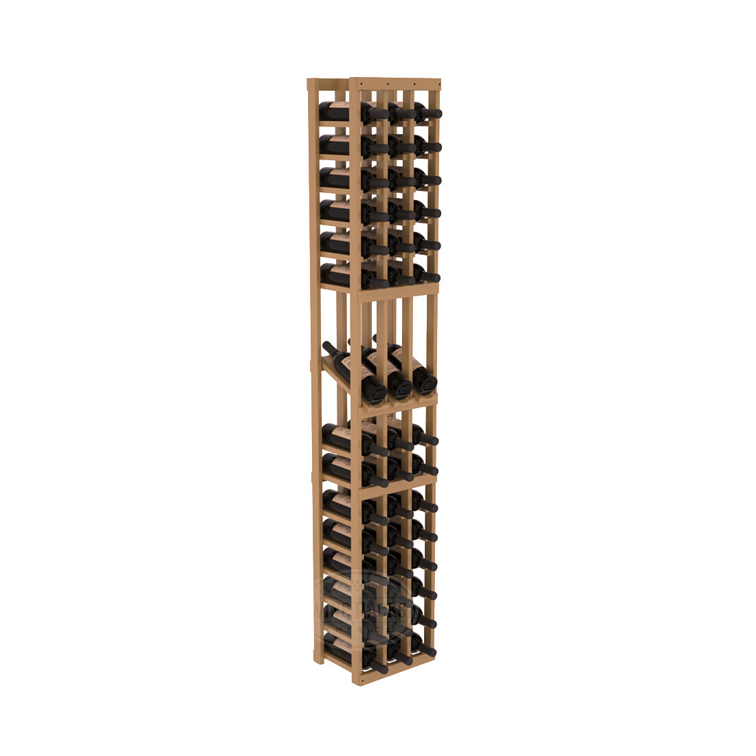 InstaCellar - 3 Column Display Row Rack in Ponderosa Pine Oak stained with WineSafe™ Satin Sealant