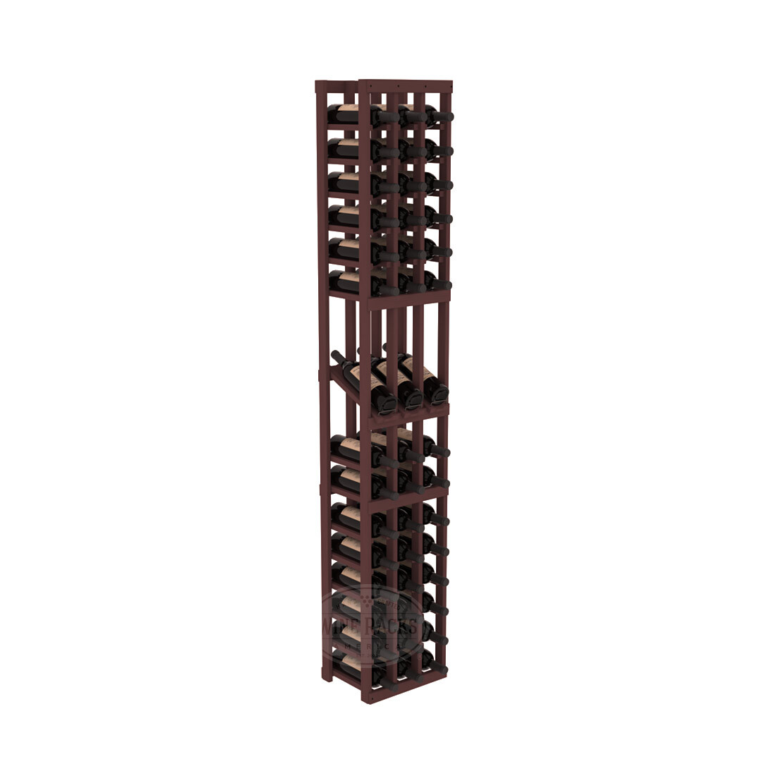 InstaCellar - 3 Column Display Row Rack in Ponderosa Pine Walnut stained without WineSafe™ Satin Sealant