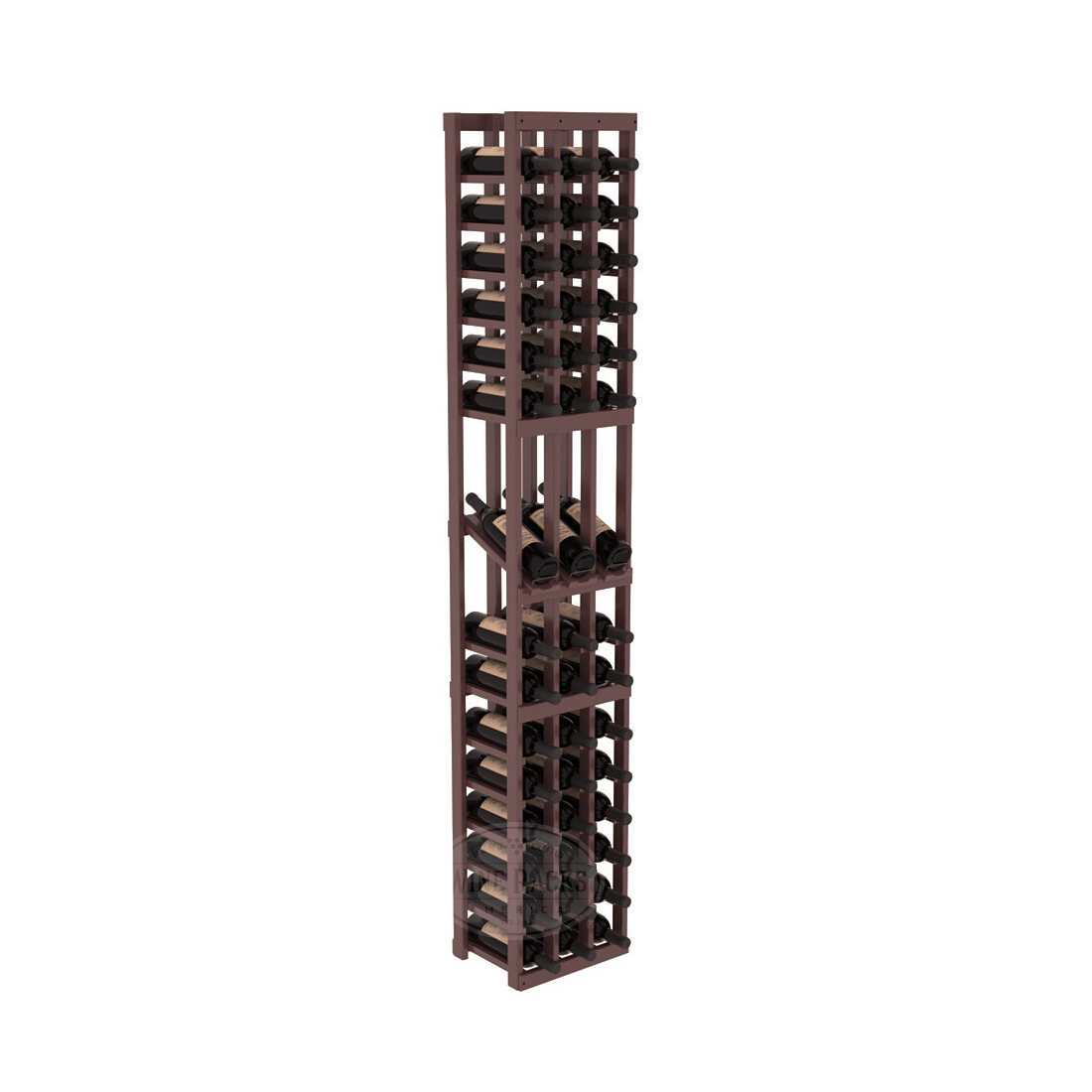 InstaCellar - 3 Column Display Row Rack in Ponderosa Pine Walnut stained with WineSafe™ Satin Sealant