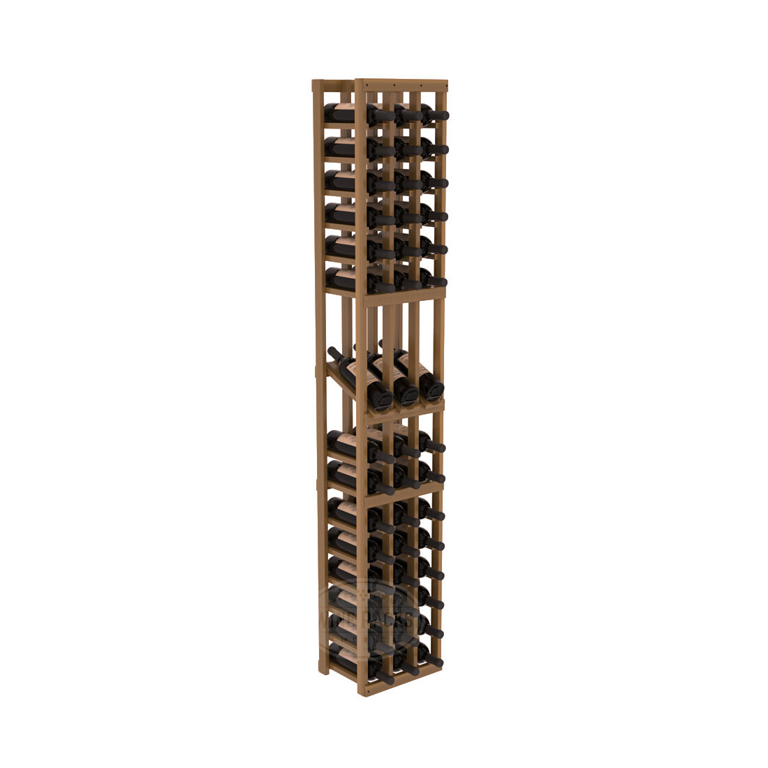 InstaCellar - 3 Column Display Row Rack in Premium Redwood Oak stained with WineSafe™ Satin Sealant