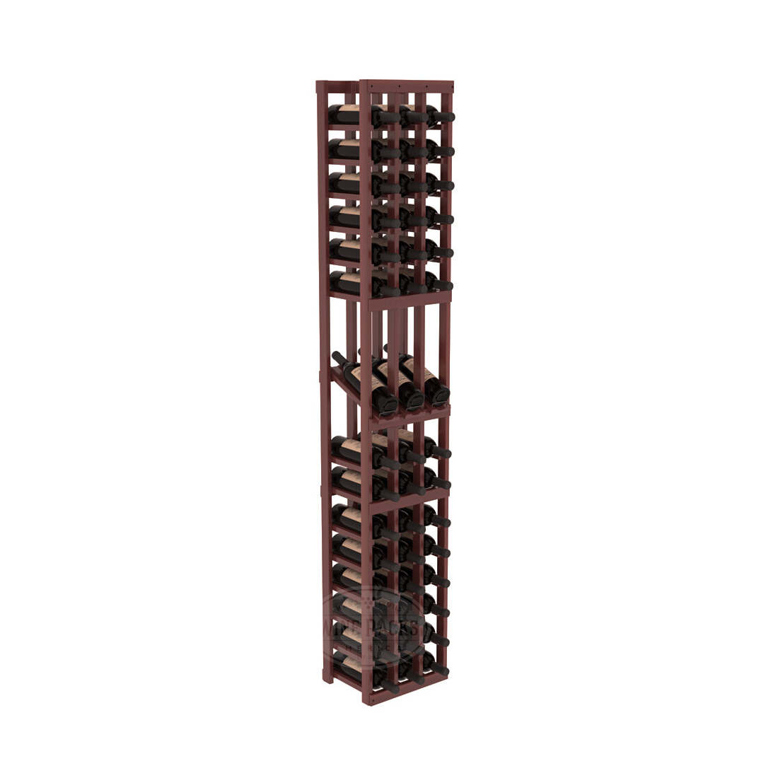 InstaCellar - 3 Column Display Row Rack in Premium Redwood Cherry stained with WineSafe™ Satin Sealant