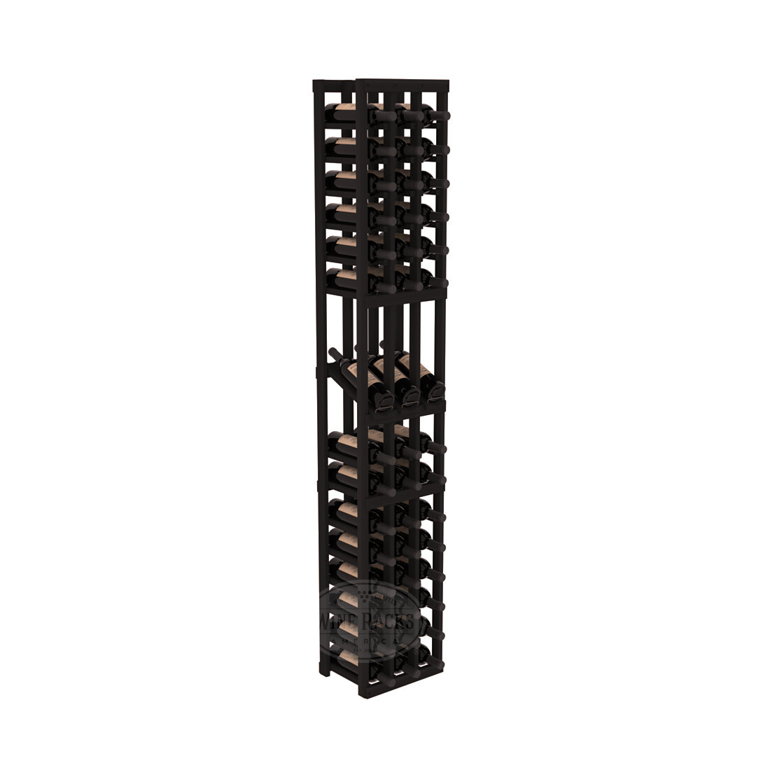 InstaCellar - 3 Column Display Row Rack in Premium Redwood Black stained without WineSafe™ Satin Sealant