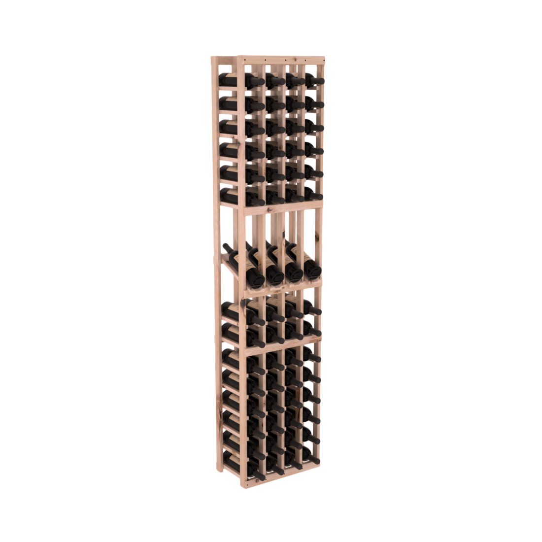 InstaCellar - 4 Column Display Row Rack in Knotty Alder Unstained with WineSafe™ Satin Sealant