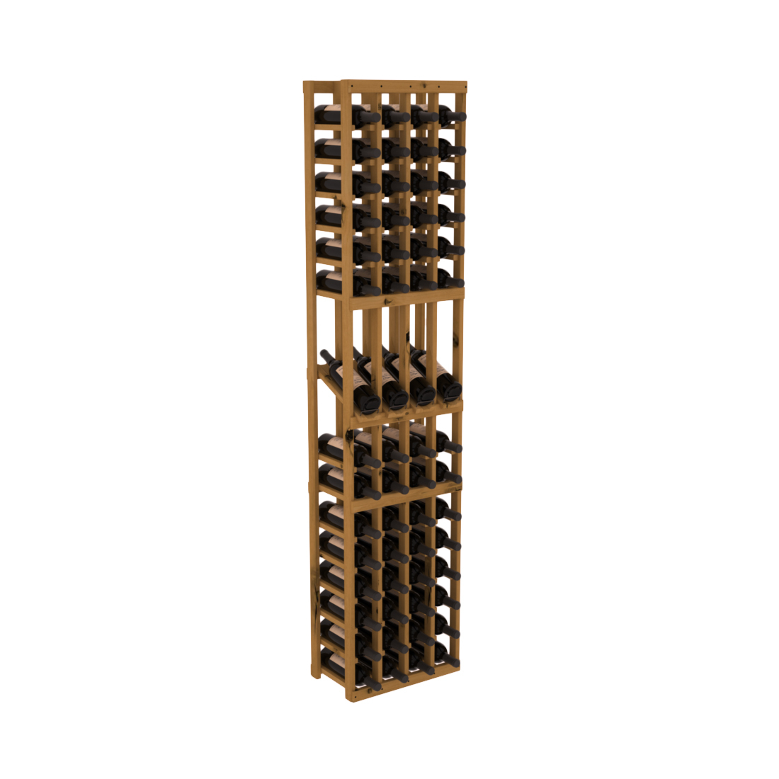 InstaCellar - 4 Column Display Row Rack in Knotty Alder Oak stained without WineSafe™ Satin Sealant