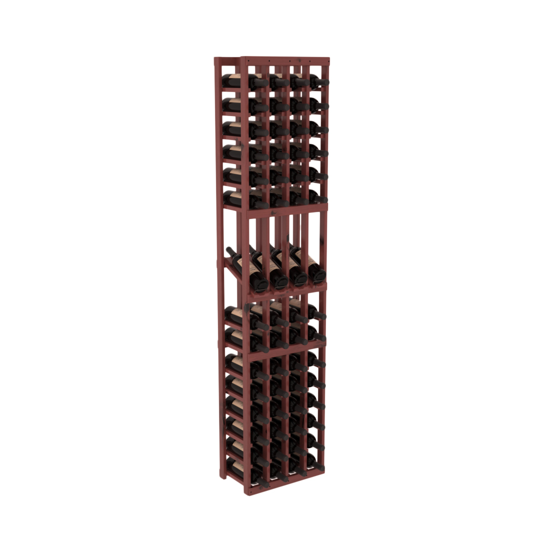 InstaCellar - 4 Column Display Row Rack in Knotty Alder Cherry stained with WineSafe™ Satin Sealant