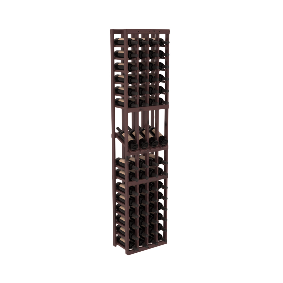InstaCellar - 4 Column Display Row Rack in Knotty Alder Walnut stained with WineSafe™ Satin Sealant