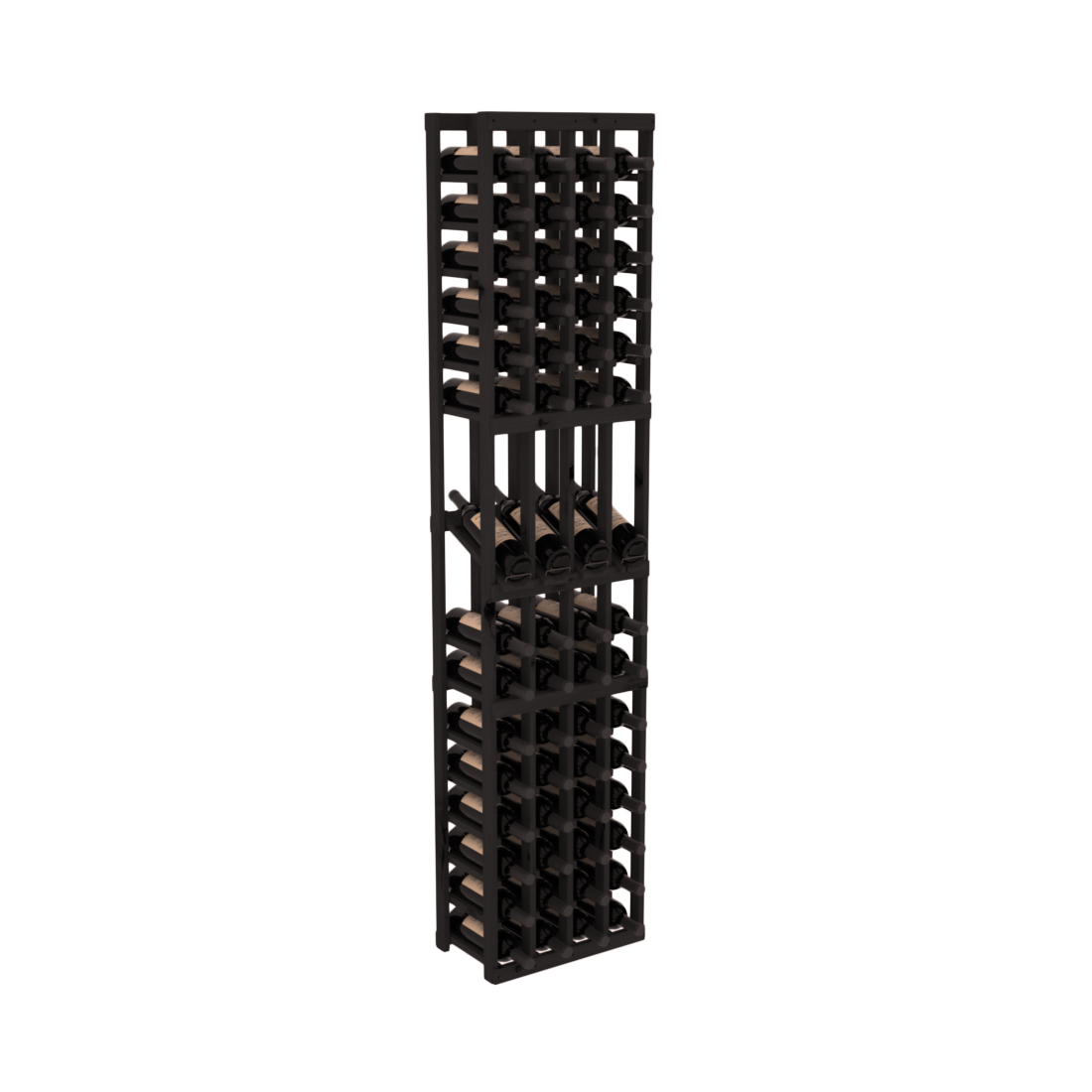 InstaCellar - 4 Column Display Row Rack in Knotty Alder Black stained without WineSafe™ Satin Sealant