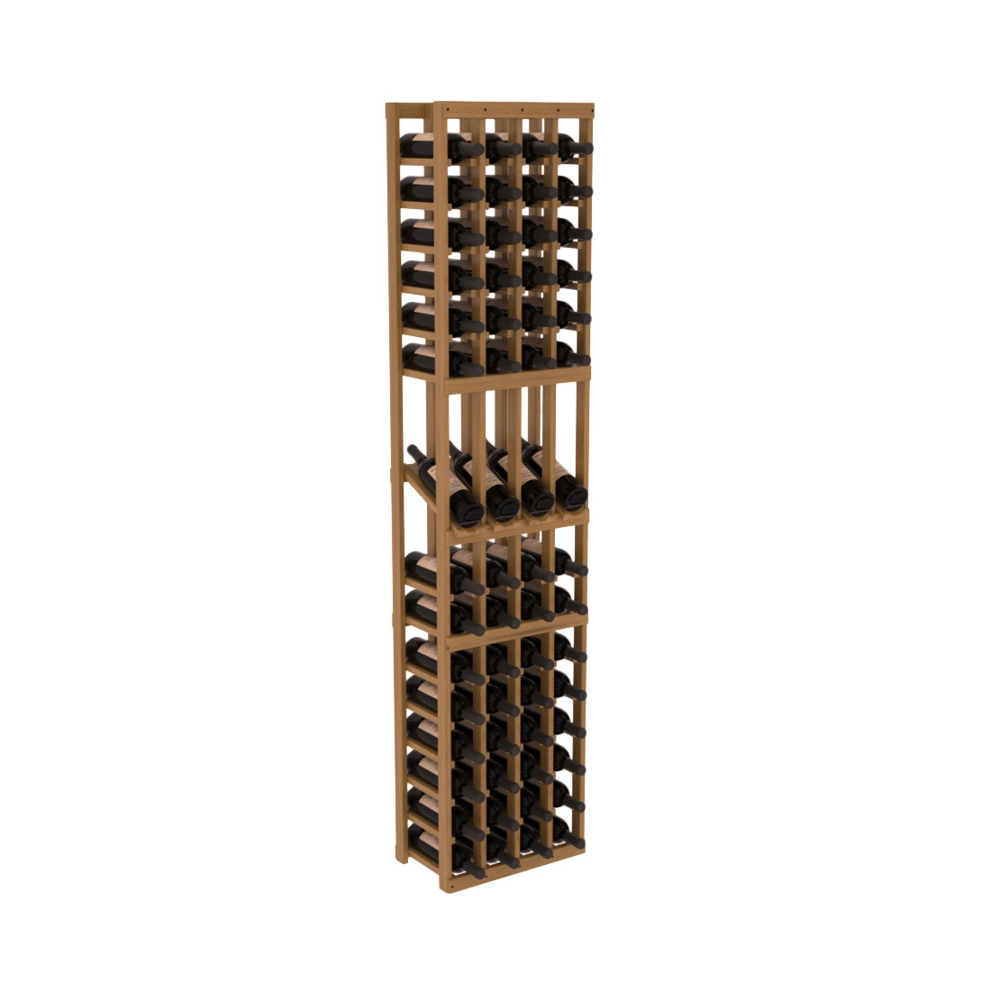InstaCellar - 4 Column Display Row Rack in Grand Mahogany Oak stained with WineSafe™ Satin Sealant