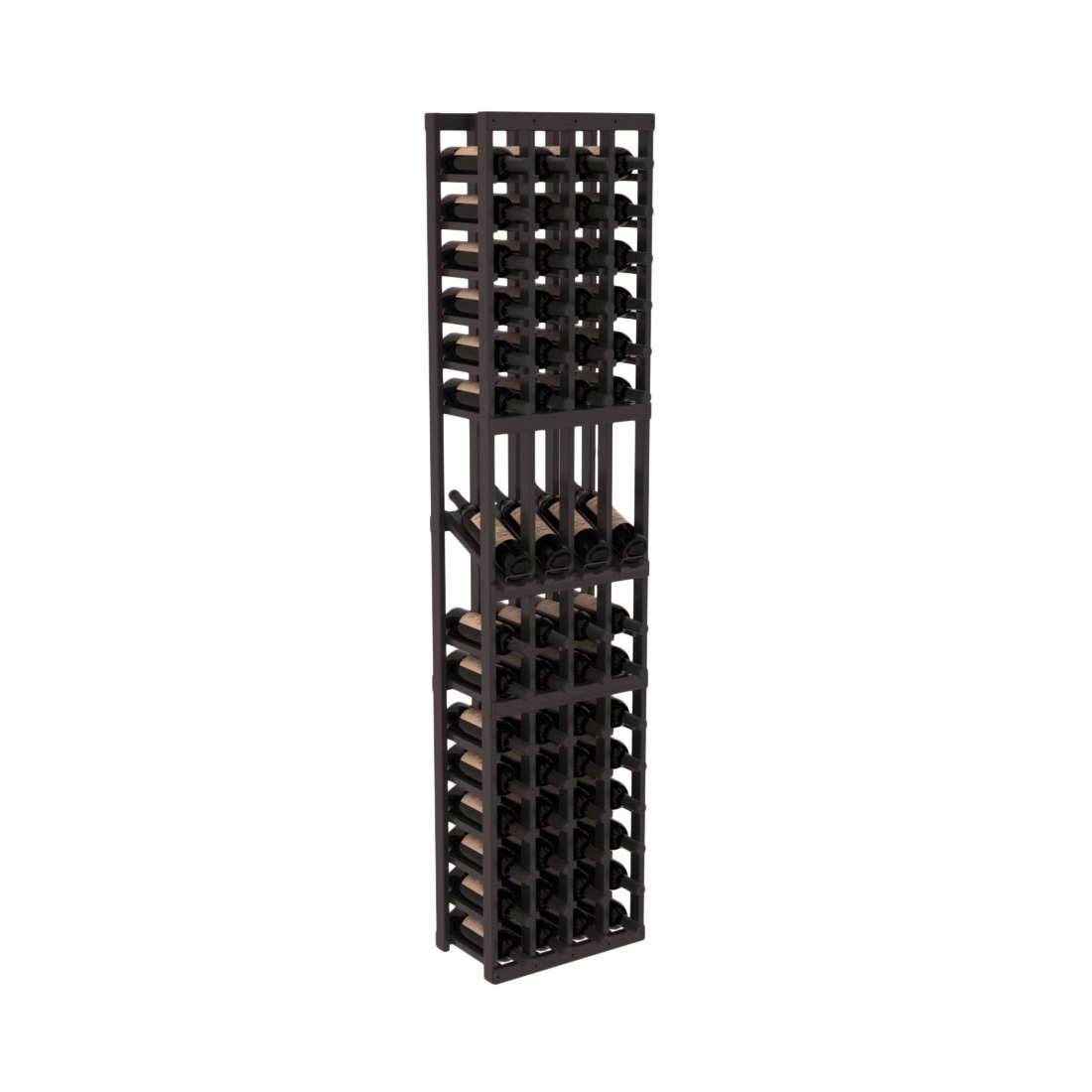 InstaCellar - 4 Column Display Row Rack in Grand Mahogany Black stained with WineSafe™ Satin Sealant