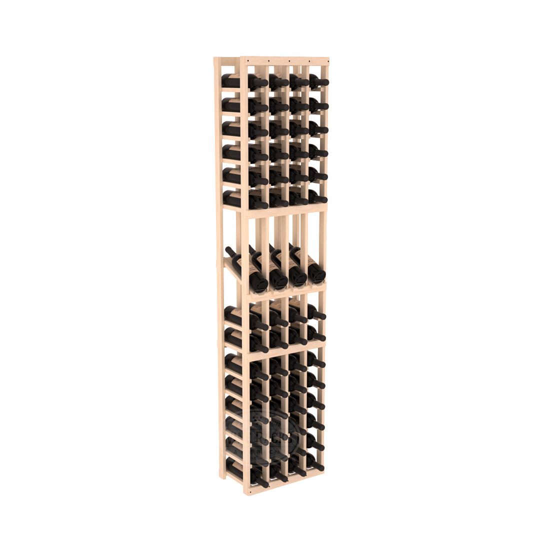 InstaCellar - 4 Column Display Row Rack in Ponderosa Pine Unstained without WineSafe™ Satin Sealant