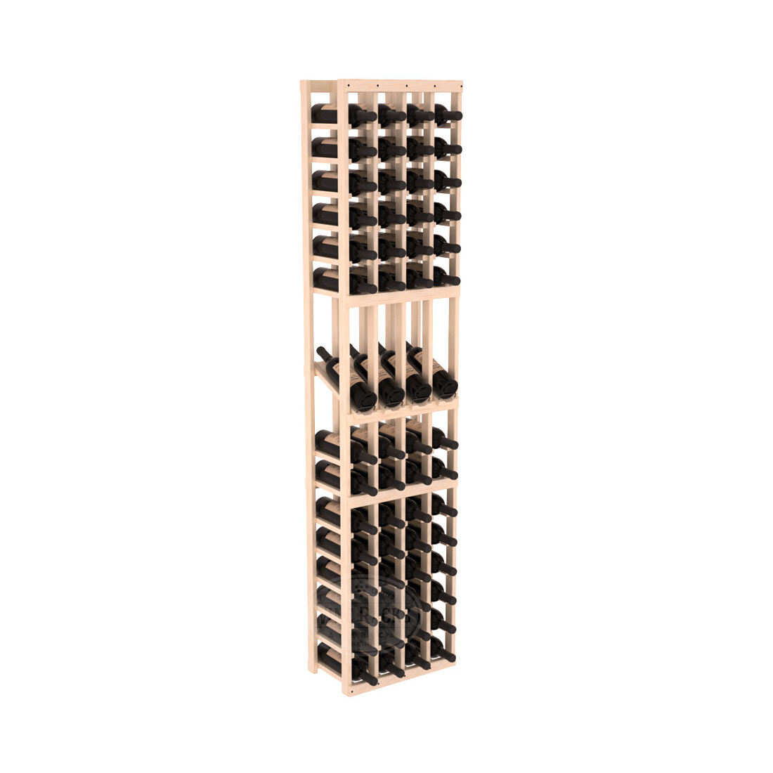 InstaCellar - 4 Column Display Row Rack in Ponderosa Pine Unstained with WineSafe™ Satin Sealant
