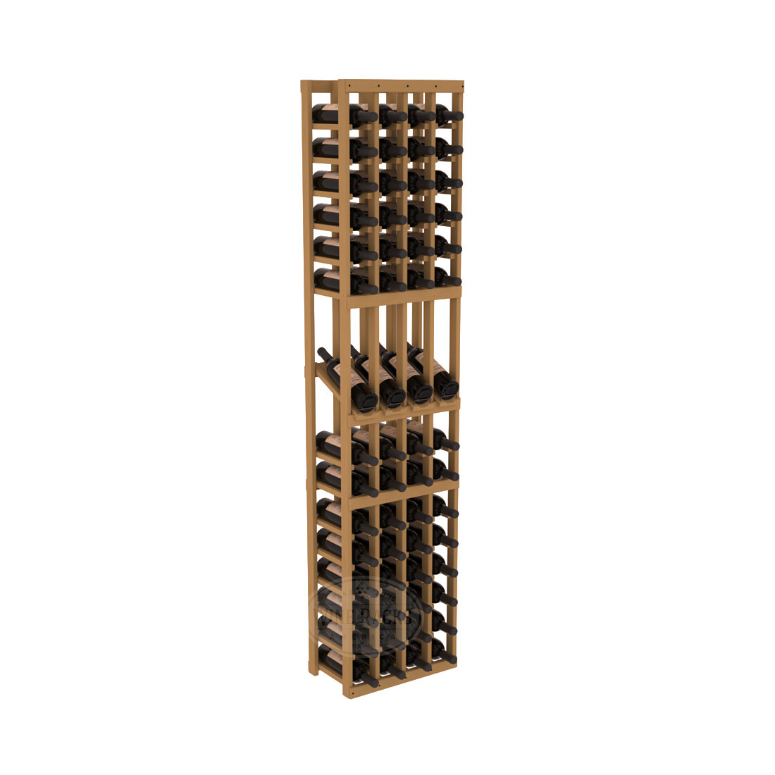 InstaCellar - 4 Column Display Row Rack in Ponderosa Pine Oak stained without WineSafe™ Satin Sealant