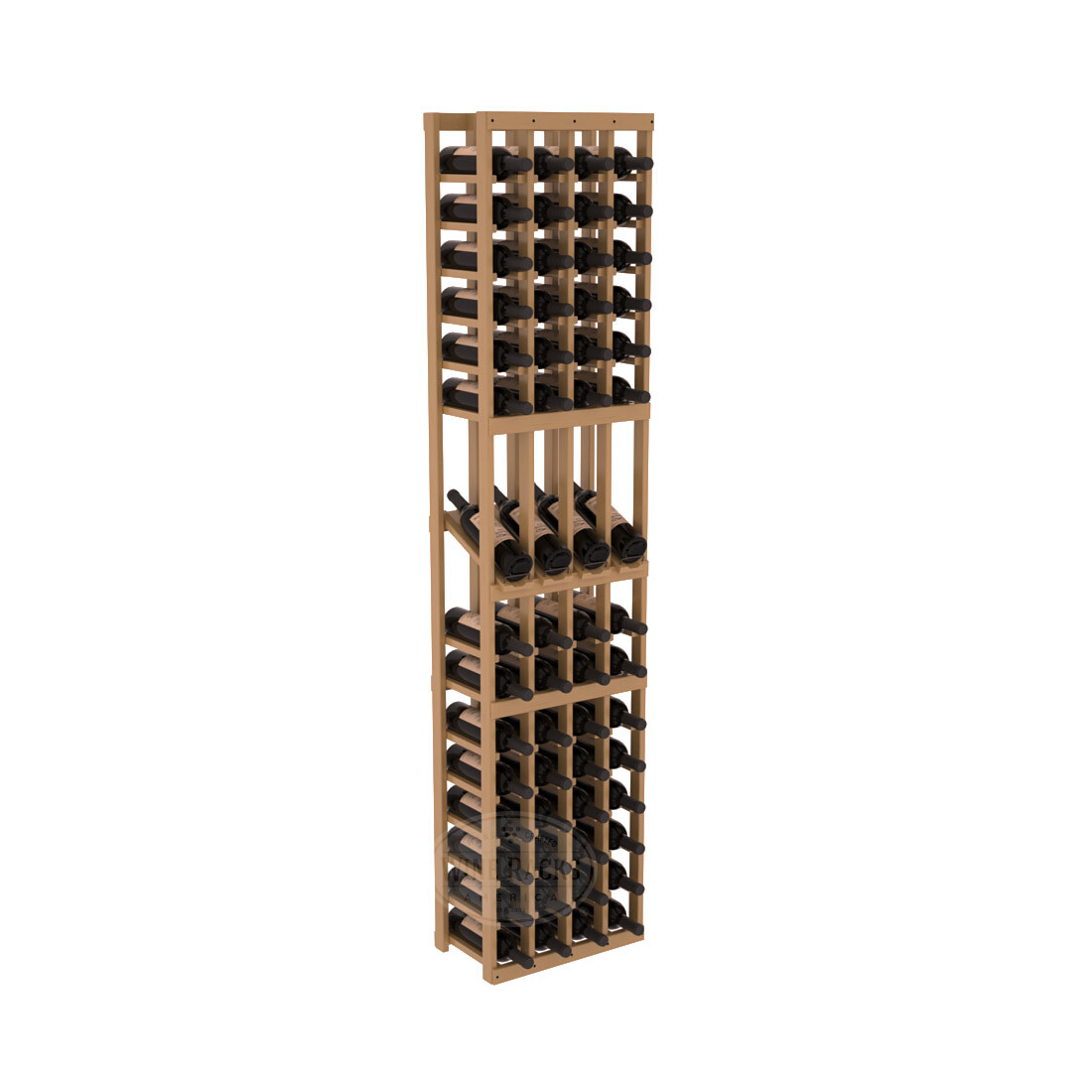 InstaCellar - 4 Column Display Row Rack in Ponderosa Pine Oak stained with WineSafe™ Satin Sealant