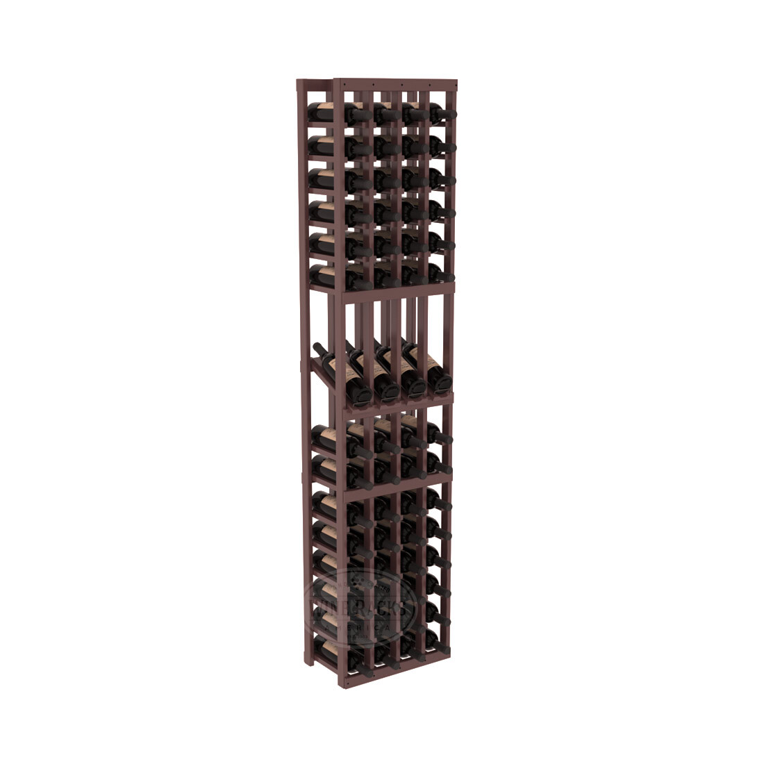 InstaCellar - 4 Column Display Row Rack in Ponderosa Pine Walnut stained with WineSafe™ Satin Sealant
