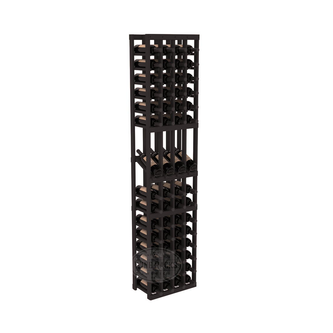 InstaCellar - 4 Column Display Row Rack in Ponderosa Pine Black stained without WineSafe™ Satin Sealant