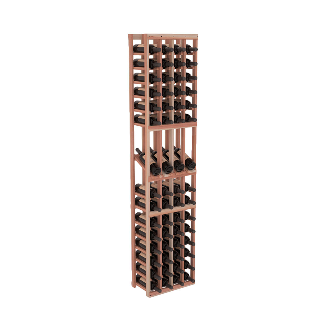 InstaCellar - 4 Column Display Row Rack in Premium Redwood Unstained without WineSafe™ Satin Sealant