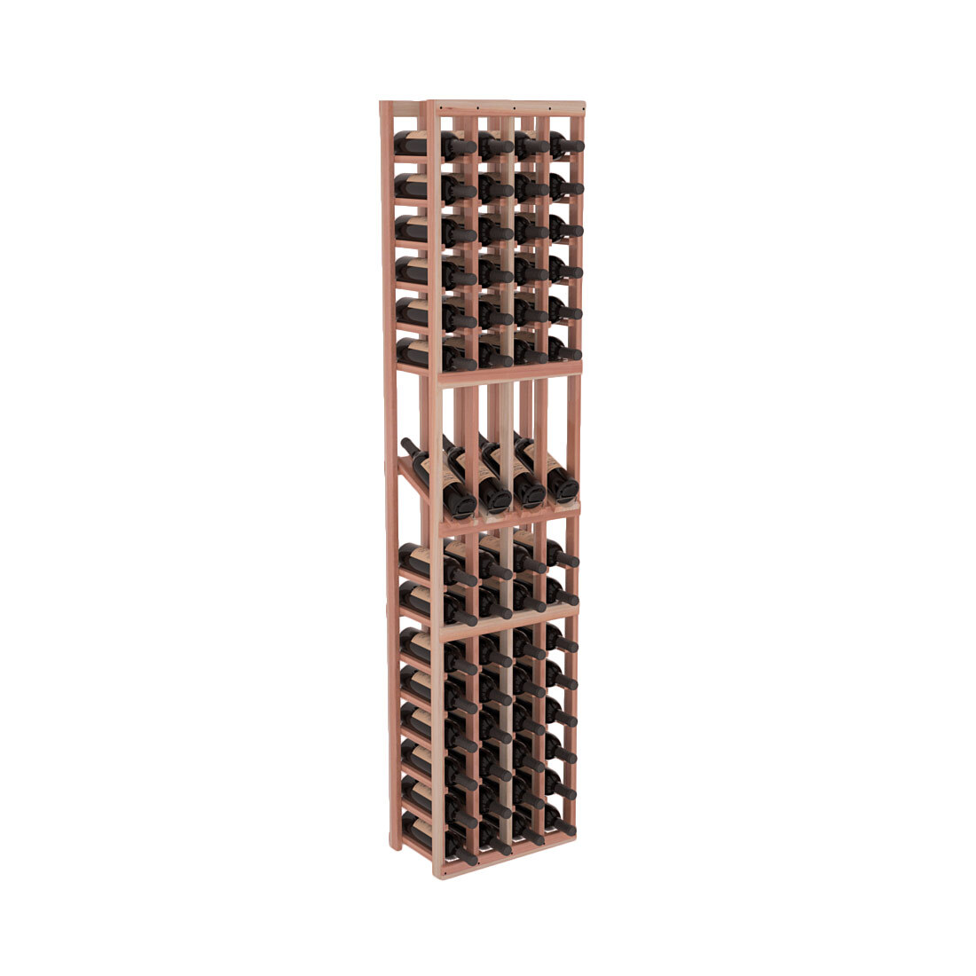 InstaCellar - 4 Column Display Row Rack in Premium Redwood Unstained with WineSafe™ Satin Sealant