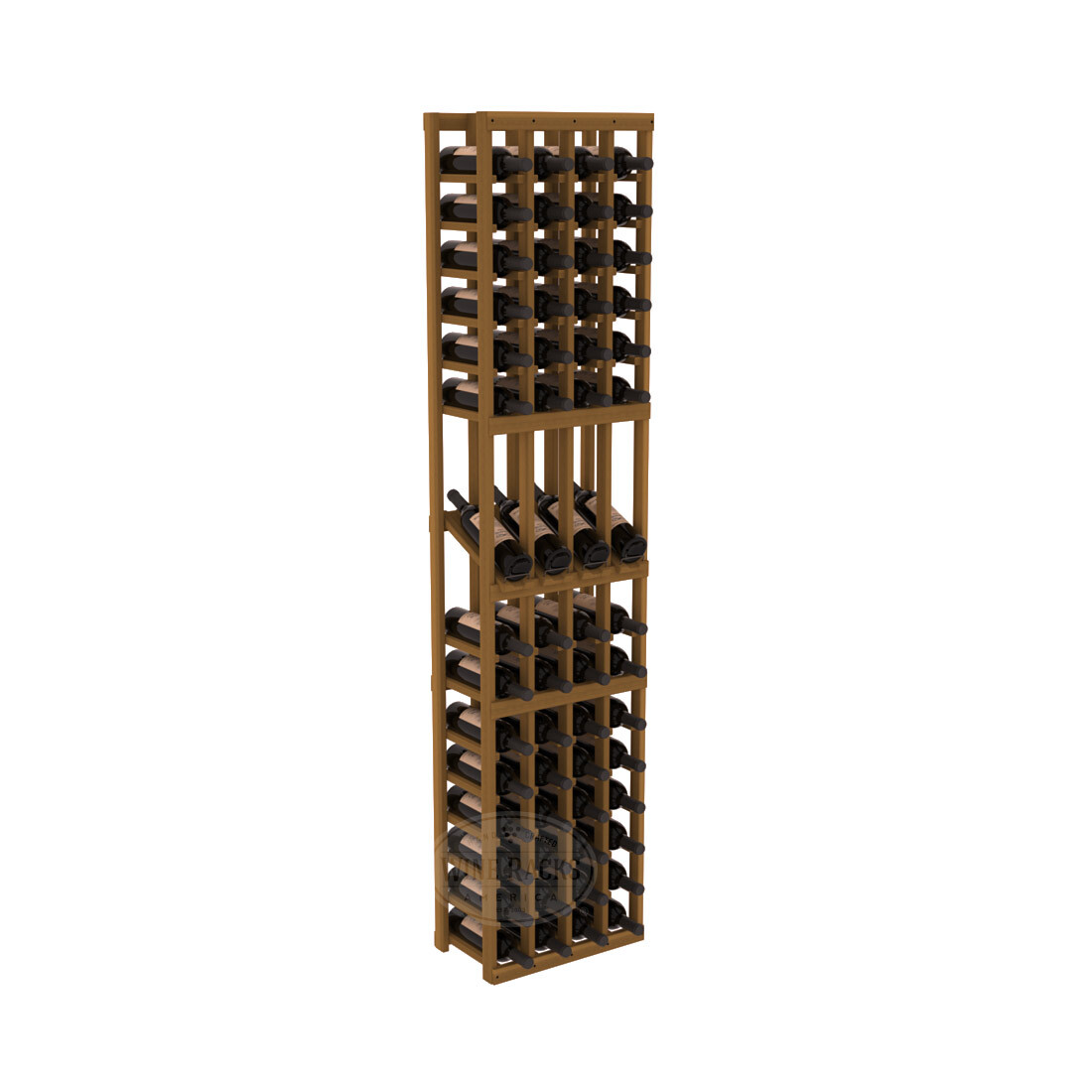 InstaCellar - 4 Column Display Row Rack in Premium Redwood Oak stained without WineSafe™ Satin Sealant