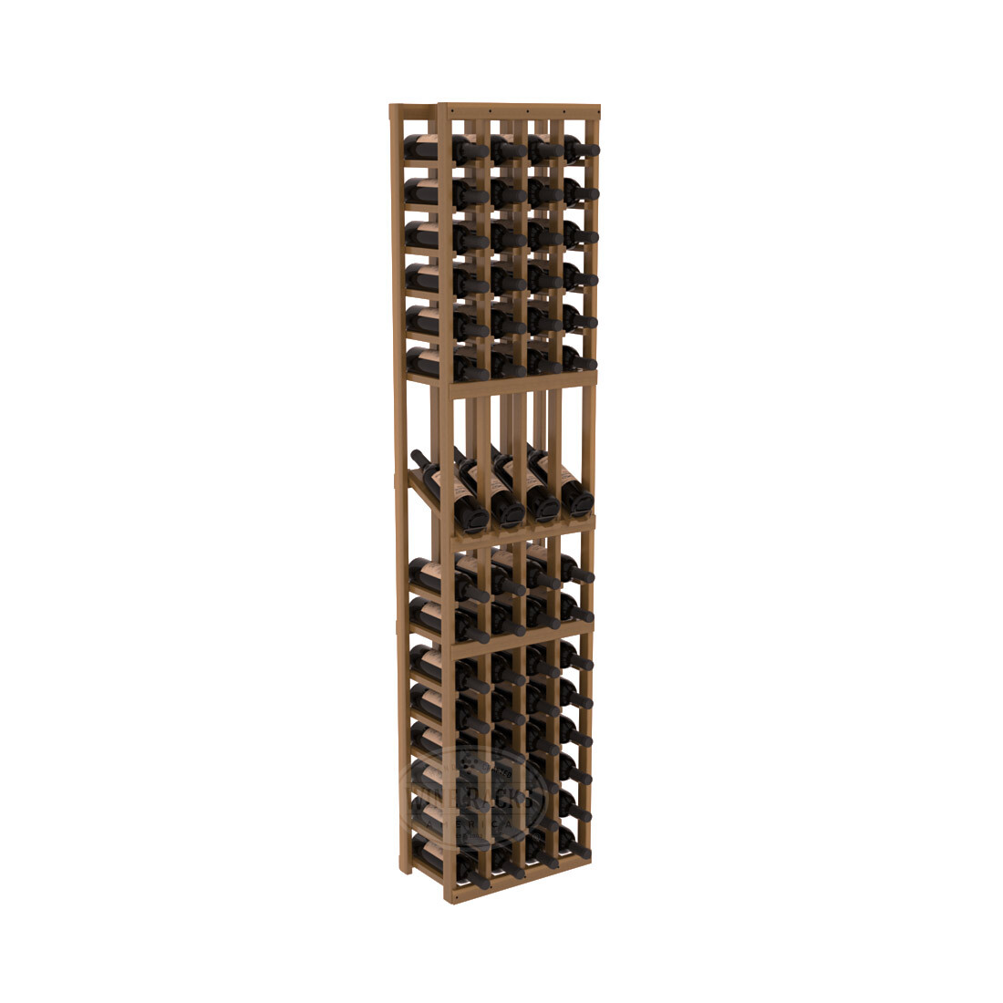 InstaCellar - 4 Column Display Row Rack in Premium Redwood Oak stained with WineSafe™ Satin Sealant