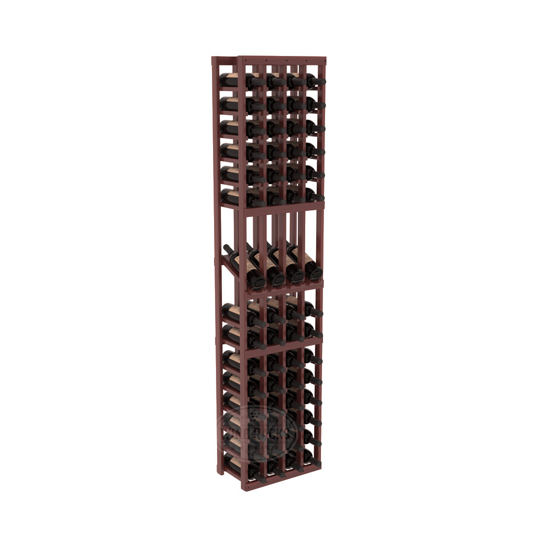 InstaCellar - 4 Column Display Row Rack in Premium Redwood Cherry stained with WineSafe™ Satin Sealant