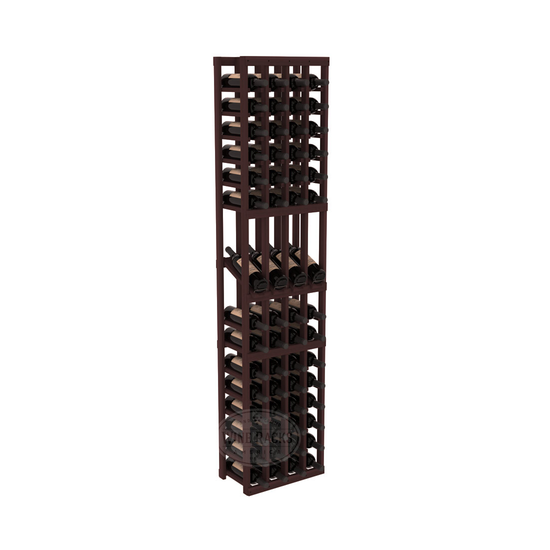 InstaCellar - 4 Column Display Row Rack in Premium Redwood Walnut stained without WineSafe™ Satin Sealant