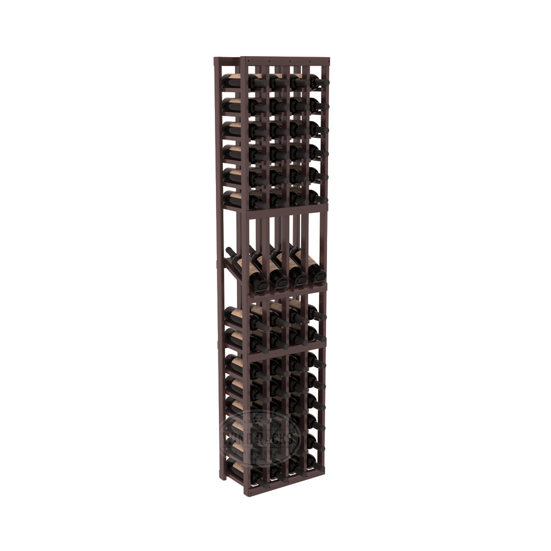 InstaCellar - 4 Column Display Row Rack in Premium Redwood Walnut stained with WineSafe™ Satin Sealant