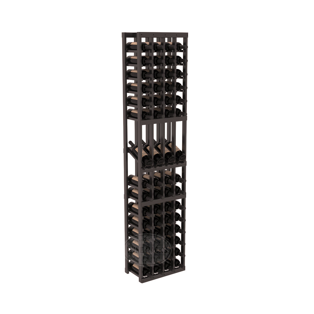 InstaCellar - 4 Column Display Row Rack in Premium Redwood Black stained with WineSafe™ Satin Sealant