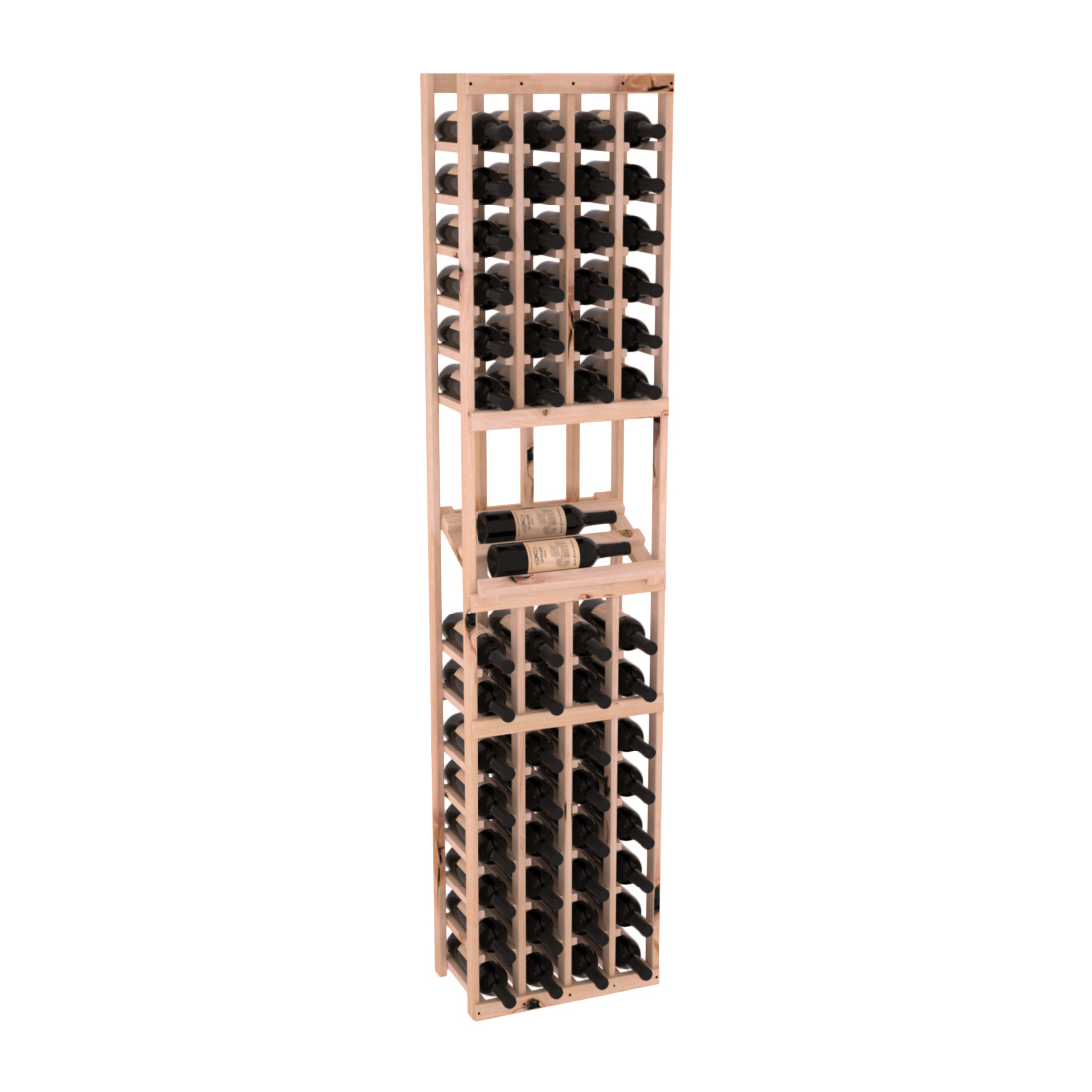 InstaCellar - 4 Column Side Display Row Rack in Knotty Alder Unstained without WineSafe™ Satin Sealant