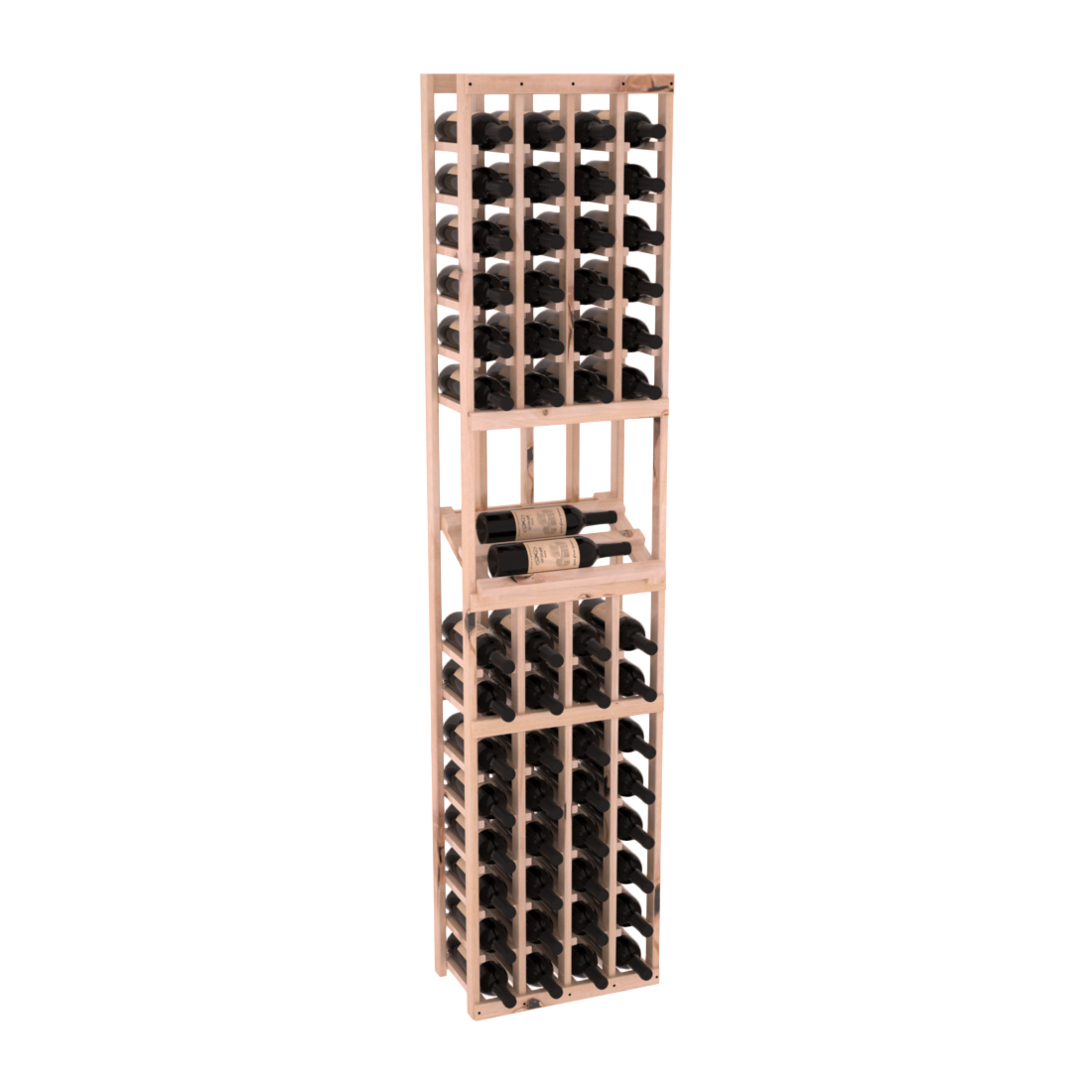 InstaCellar - 4 Column Side Display Row Rack in Knotty Alder Unstained with WineSafe™ Satin Sealant