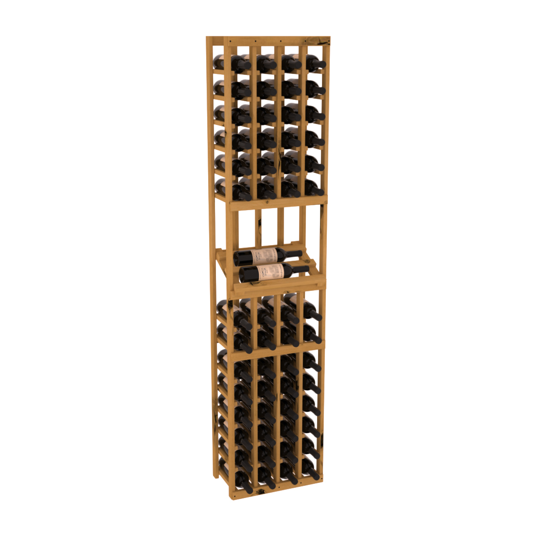 InstaCellar - 4 Column Side Display Row Rack in Knotty Alder Oak stained without WineSafe™ Satin Sealant