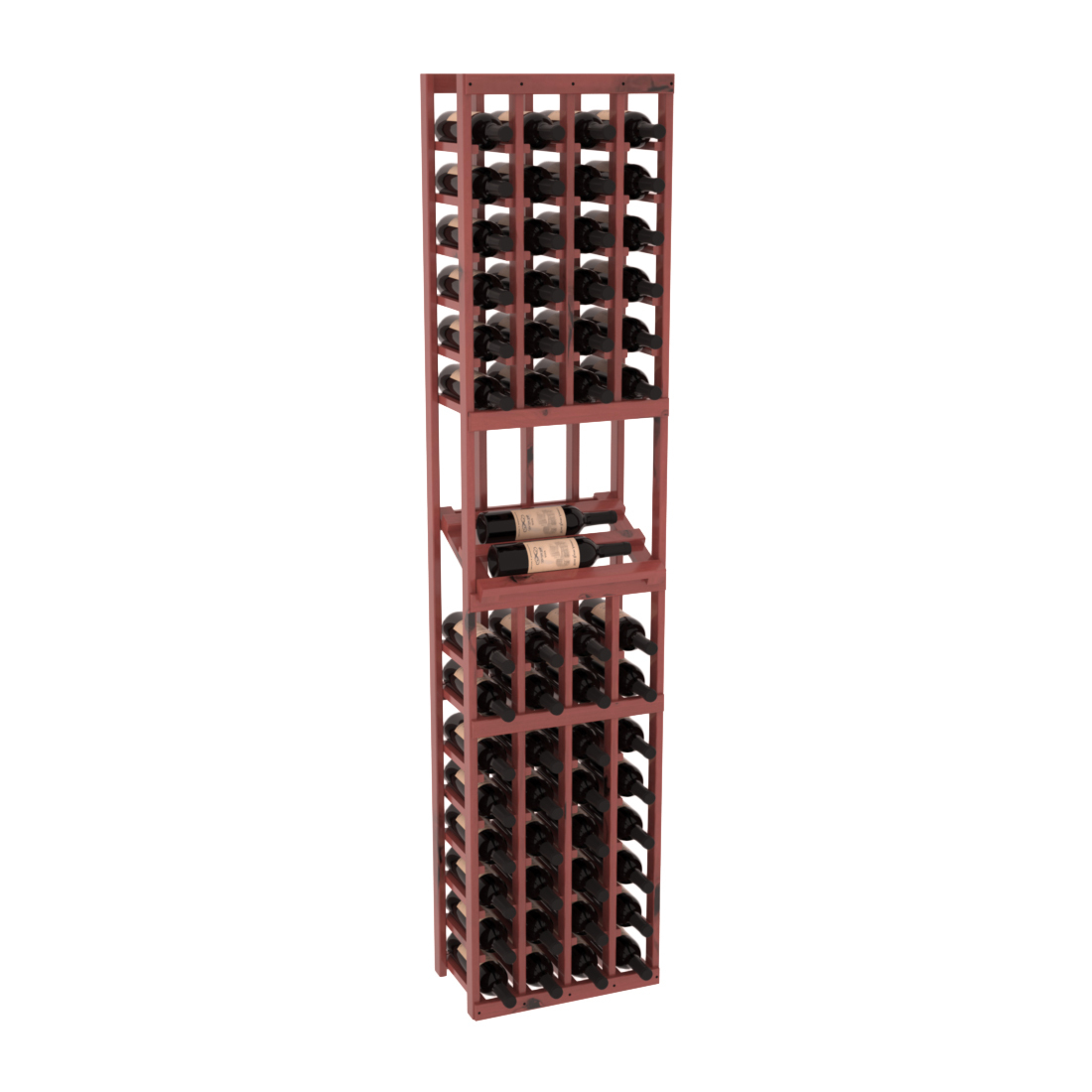InstaCellar - 4 Column Side Display Row Rack in Knotty Alder Cherry stained with WineSafe™ Satin Sealant