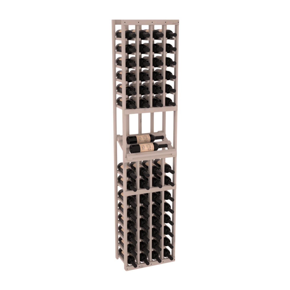 InstaCellar - 4 Column Side Display Row Rack in Knotty Alder Greywash stained without WineSafe™ Satin Sealant