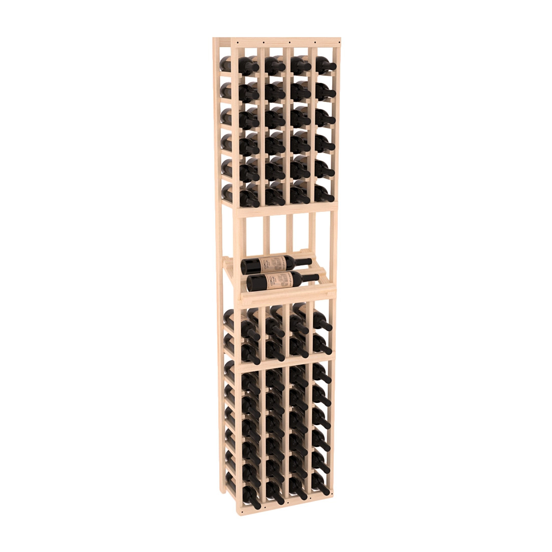 InstaCellar - 4 Column Side Display Row Rack in Ponderosa Pine Unstained without WineSafe™ Satin Sealant