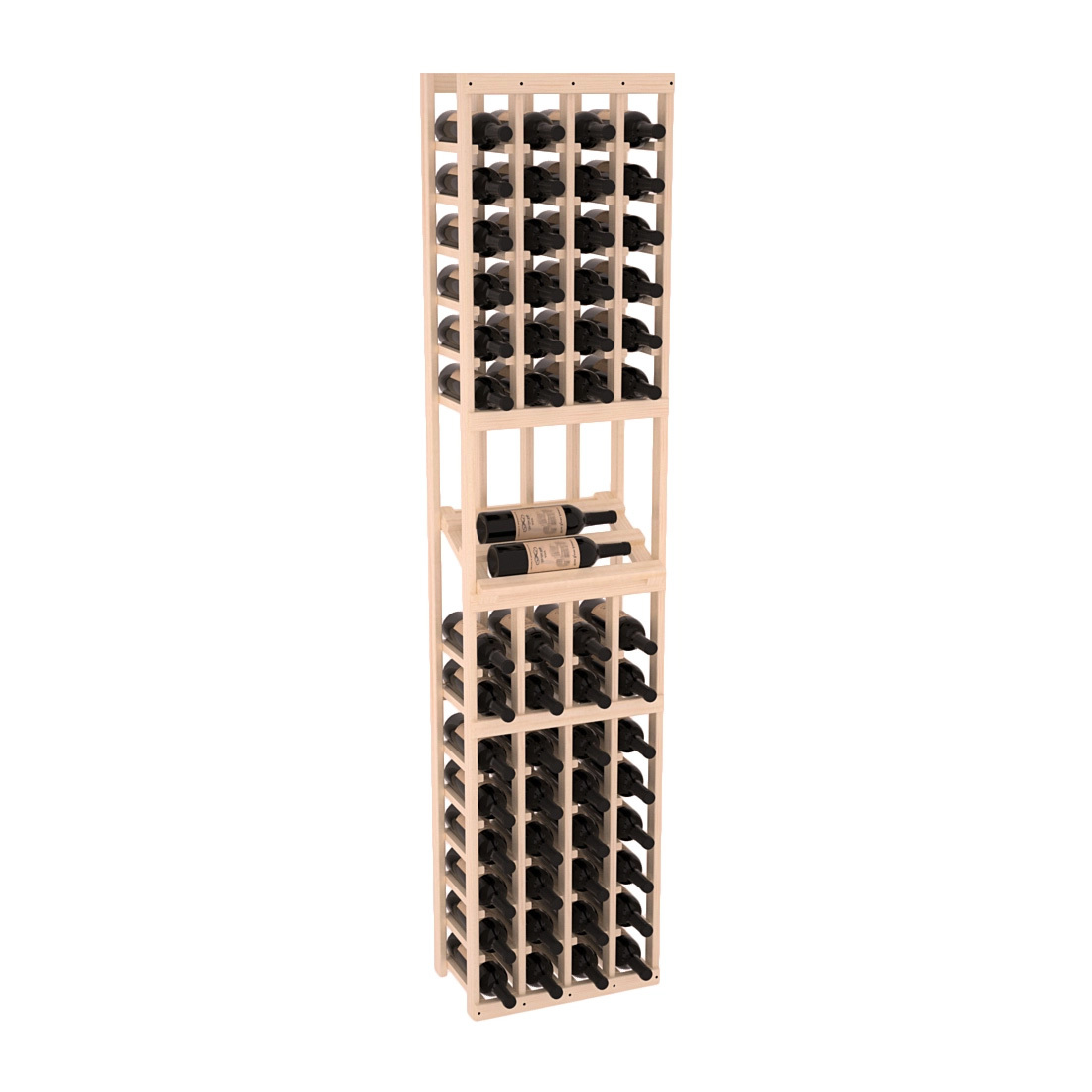 InstaCellar - 4 Column Side Display Row Rack in Ponderosa Pine Unstained with WineSafe™ Satin Sealant