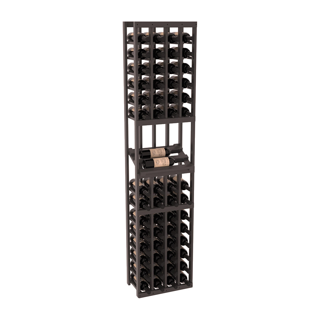 InstaCellar - 4 Column Side Display Row Rack in Ponderosa Pine Black stained with WineSafe™ Satin Sealant