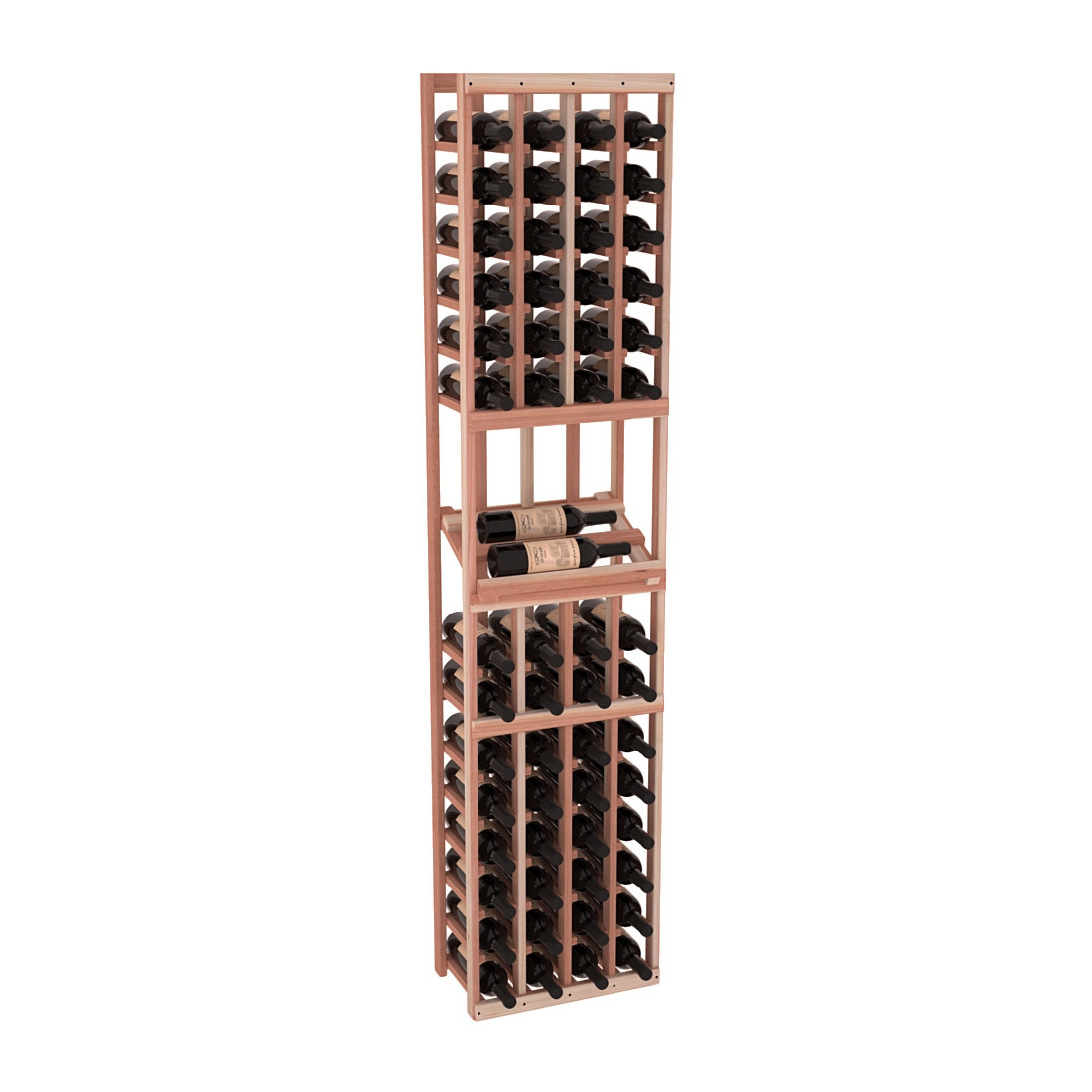 InstaCellar - 4 Column Side Display Row Rack in Premium Redwood Unstained without WineSafe™ Satin Sealant
