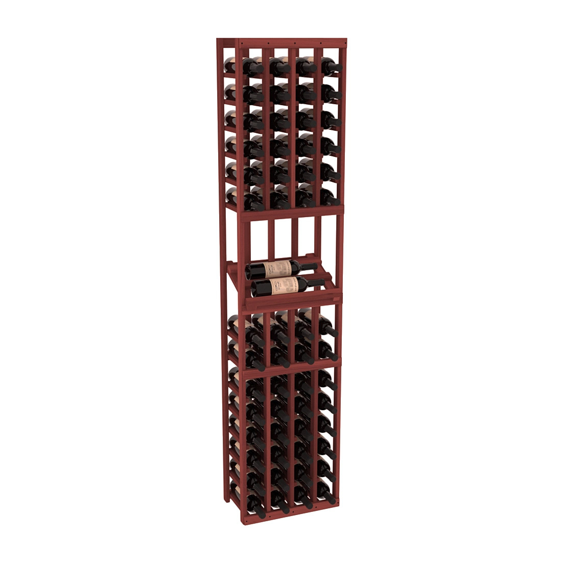 InstaCellar - 4 Column Side Display Row Rack in Premium Redwood Cherry stained without WineSafe™ Satin Sealant