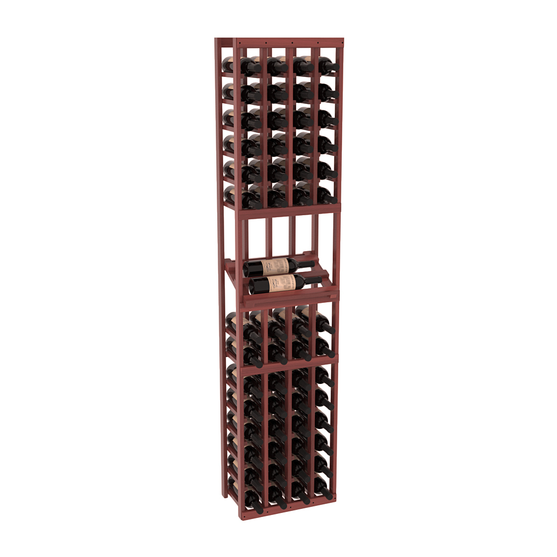 InstaCellar - 4 Column Side Display Row Rack in Premium Redwood Cherry stained with WineSafe™ Satin Sealant