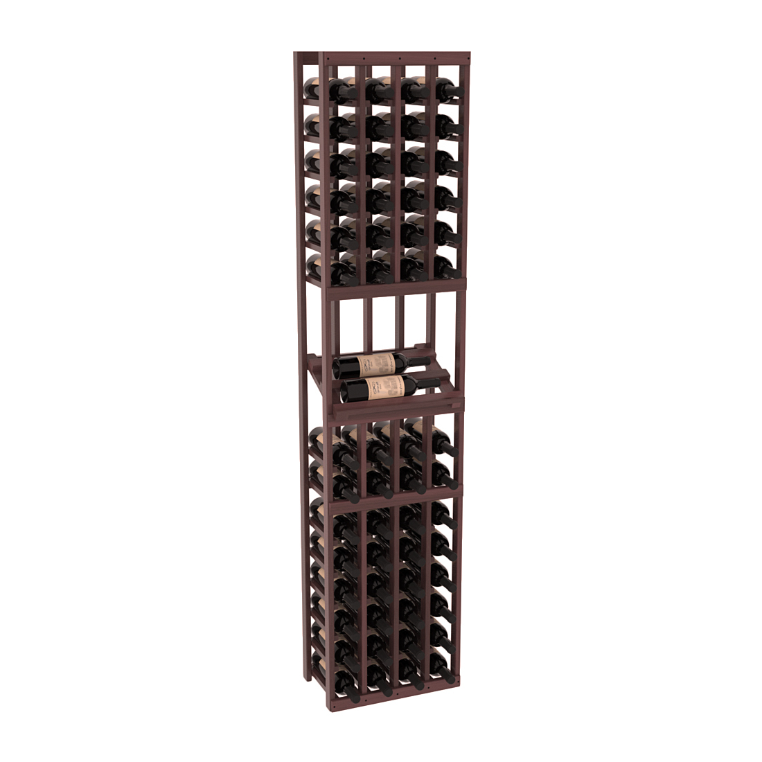 InstaCellar - 4 Column Side Display Row Rack in Premium Redwood Walnut stained with WineSafe™ Satin Sealant