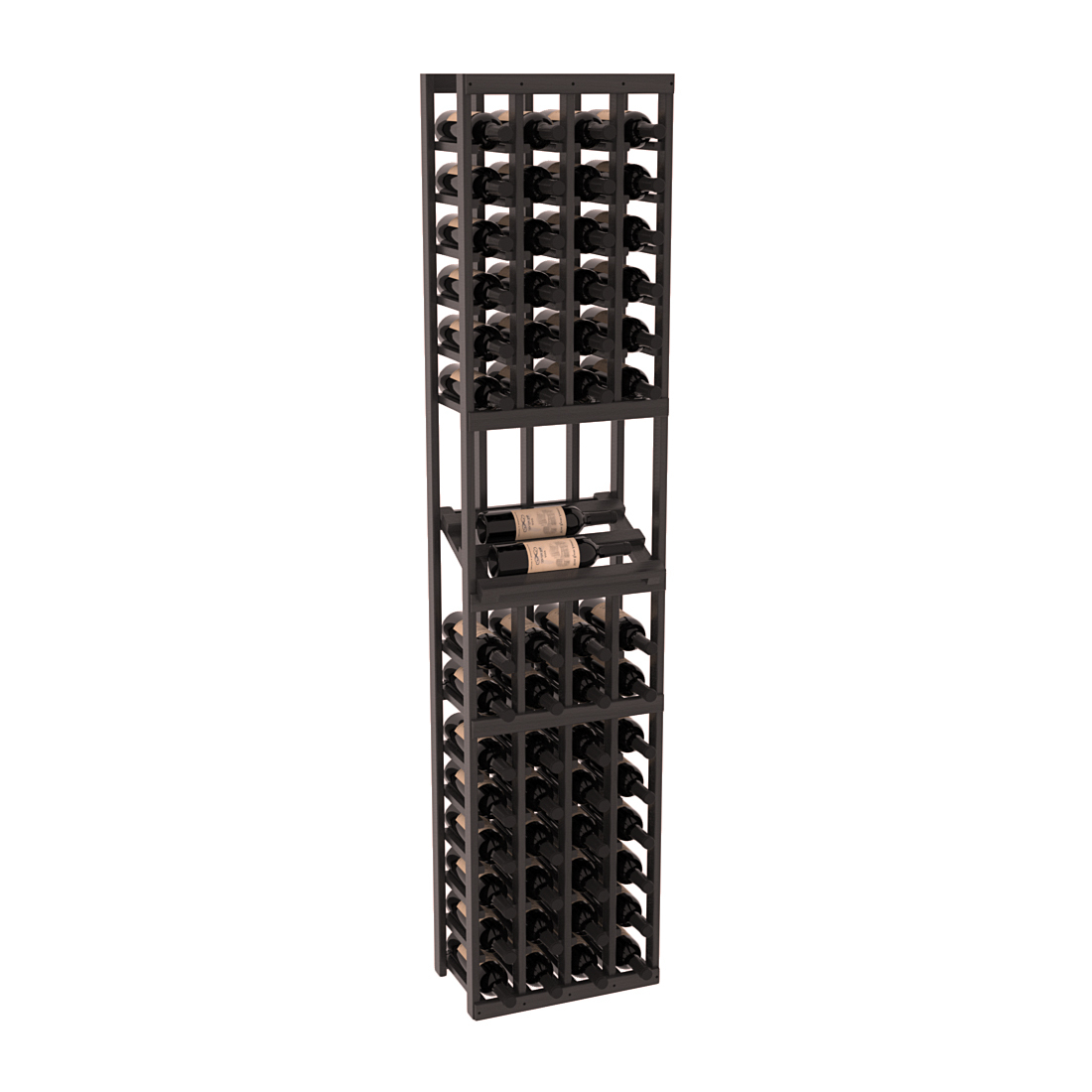 InstaCellar - 4 Column Side Display Row Rack in Premium Redwood Black stained with WineSafe™ Satin Sealant