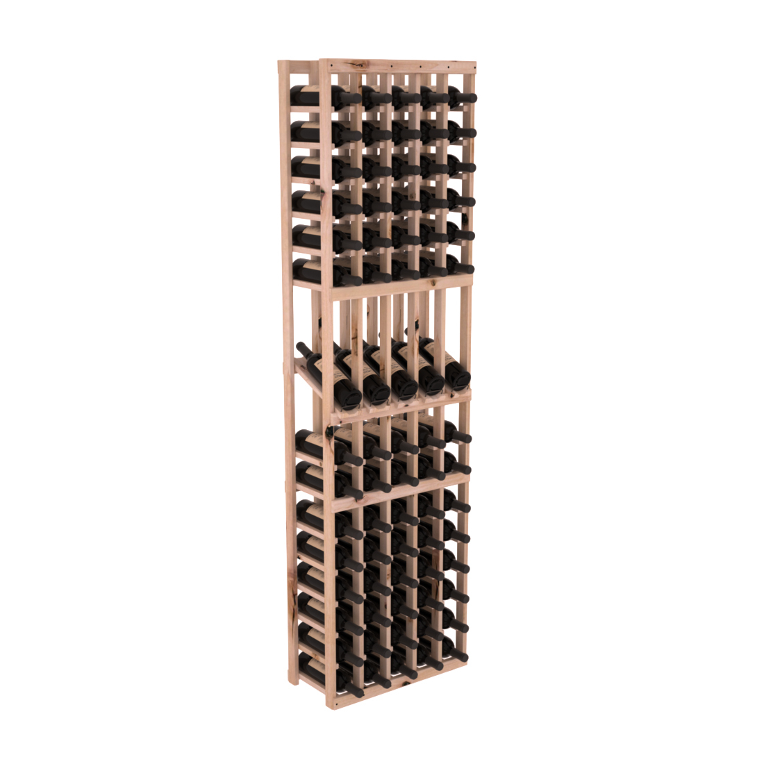 InstaCellar - 5 Column Display Row Rack in Knotty Alder Unstained without WineSafe™ Satin Sealant