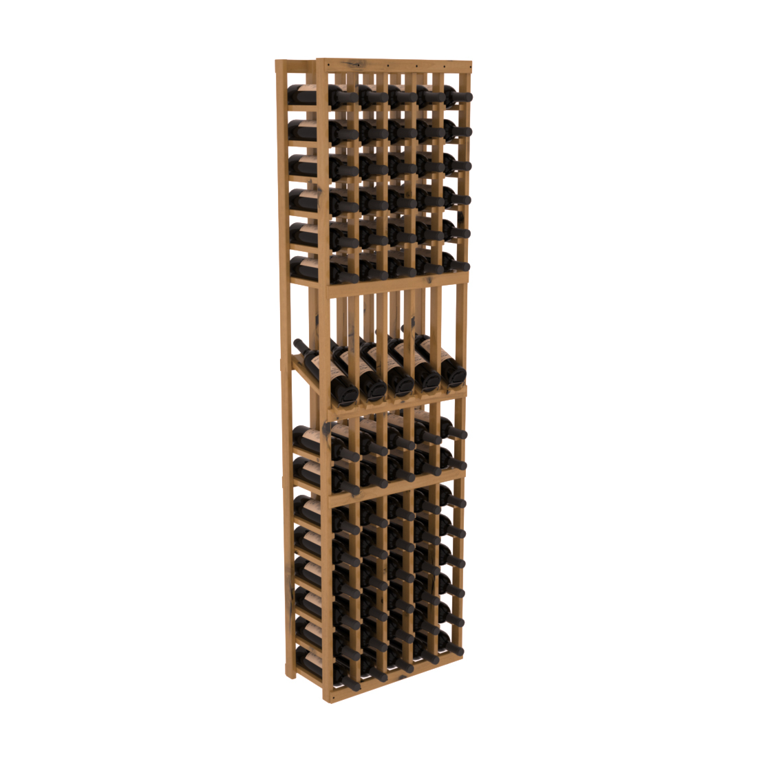 InstaCellar - 5 Column Display Row Rack in Knotty Alder Oak stained with WineSafe™ Satin Sealant