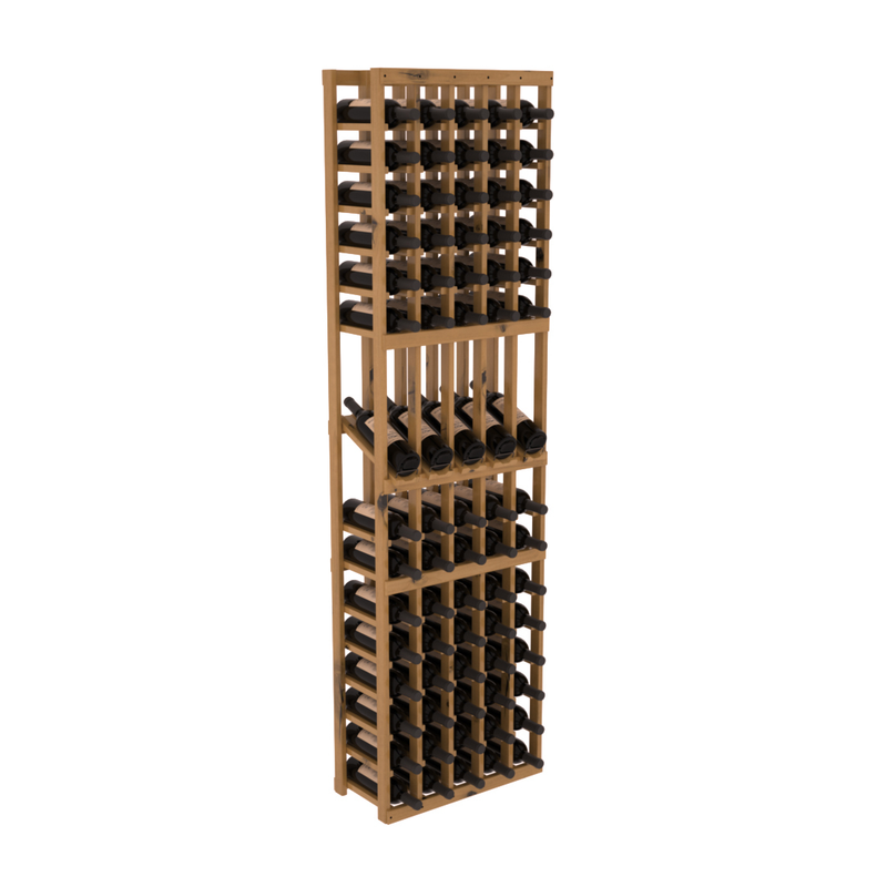InstaCellar - 5 Column Display Row Rack in Knotty Alder Oak stained with WineSafe™ Satin Sealant