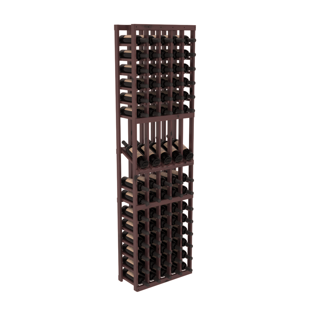 InstaCellar - 5 Column Display Row Rack in Knotty Alder Walnut stained with WineSafe™ Satin Sealant
