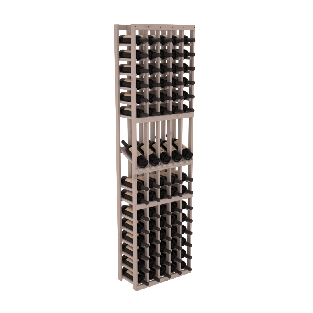 InstaCellar - 5 Column Display Row Rack in Knotty Alder Greywash stained without WineSafe™ Satin Sealant