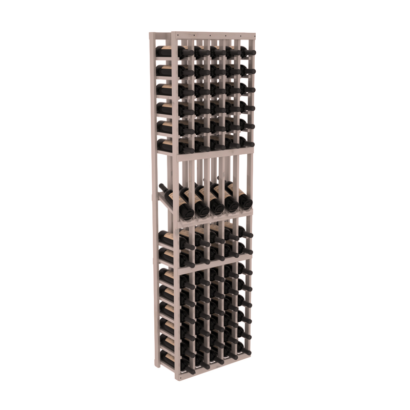 InstaCellar - 5 Column Display Row Rack in Knotty Alder Greywash stained with WineSafe™ Satin Sealant